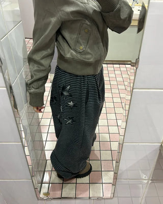 (Unisex) Check Patch Point Border Fleece Pants