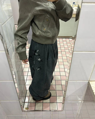 (Unisex) Check Patch Point Border Fleece Pants