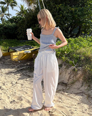 (Unisex) Drawstring Waist Rayon Pants