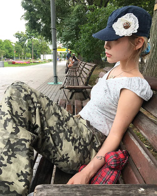 Mini Flower Cap Sleeve Semi-Cropped Top