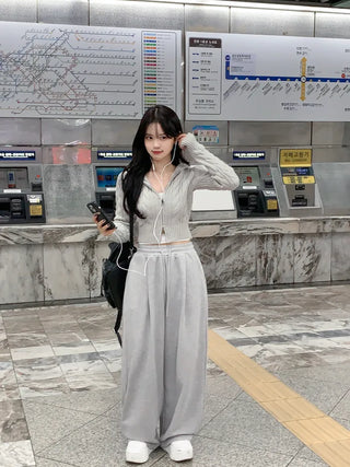 [3 colors] Pleated wide training pants