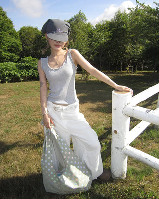 Hip Wing Stitch Summer Balloon Cotton Pants