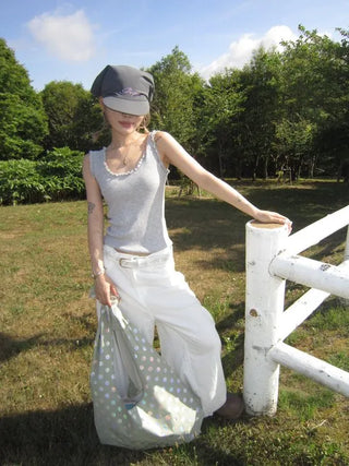 Mini Flower Cap Sleeve Semi-Cropped Top