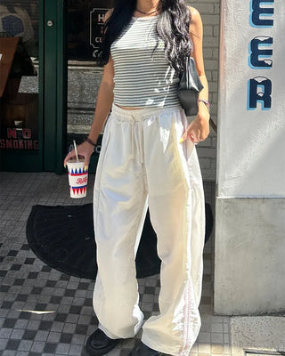 Ringer Cropped Striped Tank Top