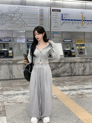 [3 colors] Pleated wide training pants