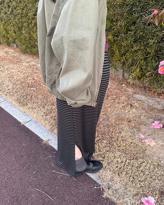 Striped back slit easy maxi skirt