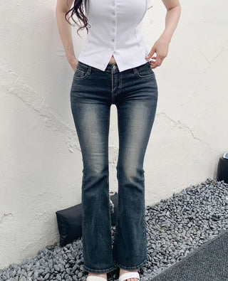 [With pelvic pad] Bootcut denim pants