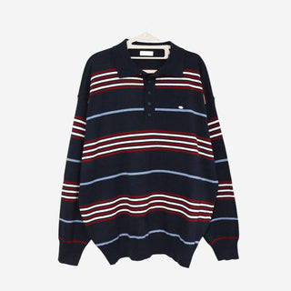Striped oversized collared knit sweater