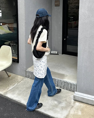 Flower pattern cotton mini skirt