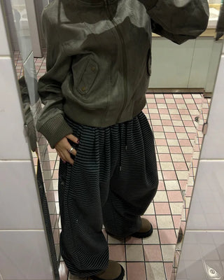 (Unisex) Check Patch Point Border Fleece Pants