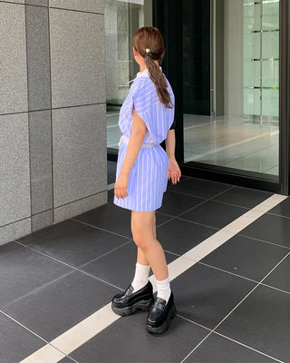 Striped sleeveless shirt and shorts set