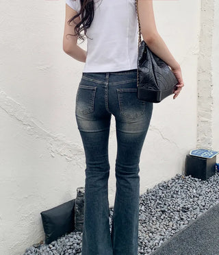 [With pelvic pad] Bootcut denim pants