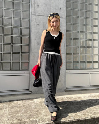 (Unisex) Tucked Nylon Parachute Pants