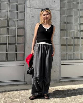 (Unisex) Tucked Nylon Parachute Pants