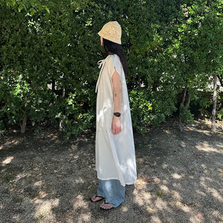 Ribbon Shirring Long Dress