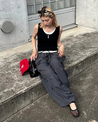 (Unisex) Tucked Nylon Parachute Pants