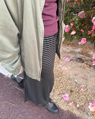 Striped back slit easy maxi skirt