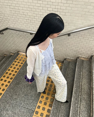 Lace neckline thermal cardigan