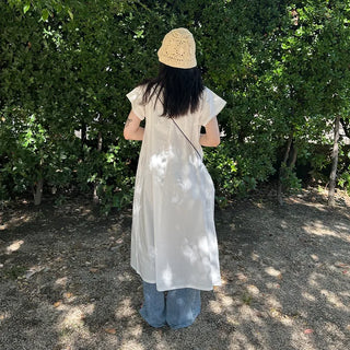 Ribbon Shirring Long Dress