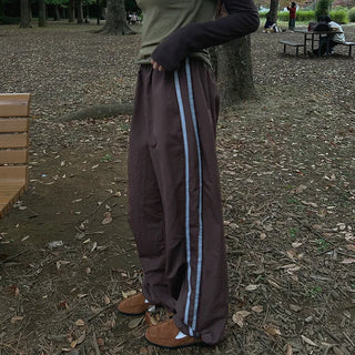 2-line elastic waist wide pants