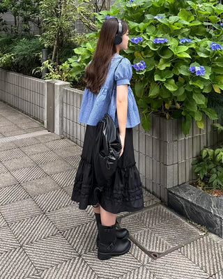Frilled midi skirt