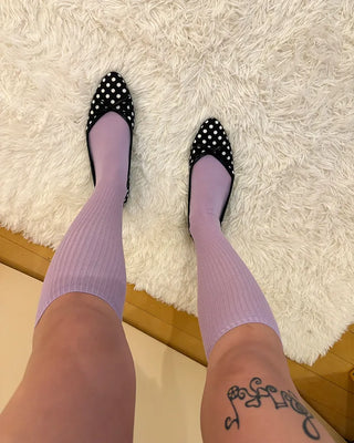 Simple summer ribbed knee-high socks
