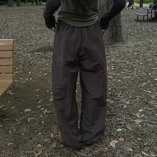 2-line elastic waist wide pants