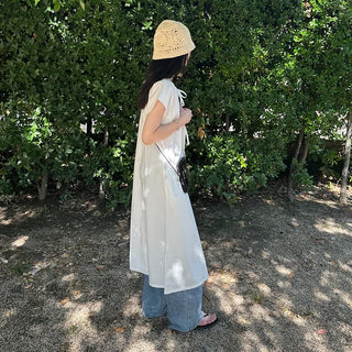 Ribbon Shirring Long Dress