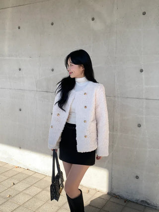 Boa tweed button jacket