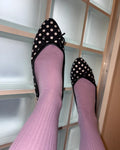 Polka dot almond toe pumps