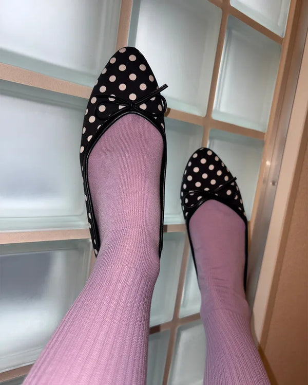 Polka dot almond toe pumps