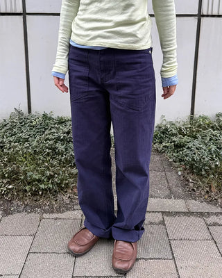 Herringbone wide cotton pants