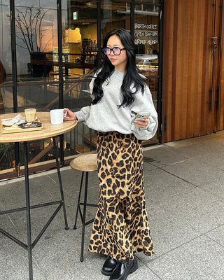 Big leopard mermaid maxi skirt
