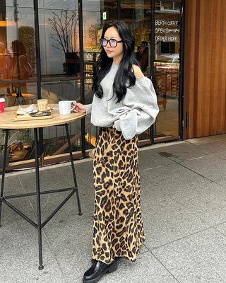 Big leopard mermaid maxi skirt