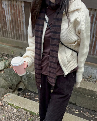 Striped Slim Knit Scarf
