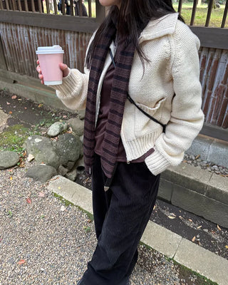 Striped Slim Knit Scarf