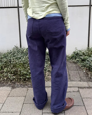 Herringbone wide cotton pants