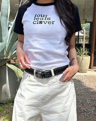 Clover Gravure Cropped Short T-Shirt