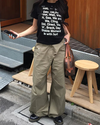 Long lettering half T-shirt