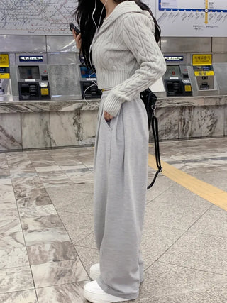 [3 colors] Pleated wide training pants