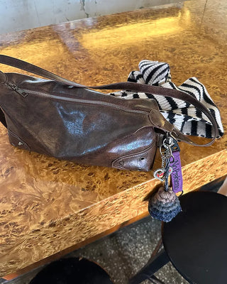 Vintage leather one-shoulder square bag