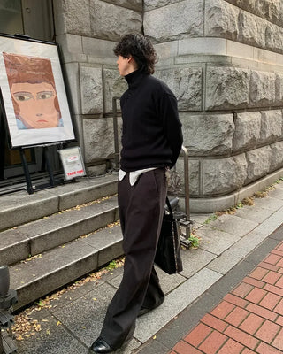 Side Button Point Half Neck Knit