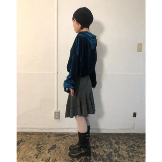 Velvet Cropped Zip Hoodie