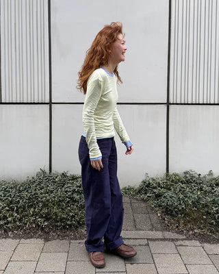 Herringbone wide cotton pants