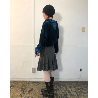 Velvet Cropped Zip Hoodie