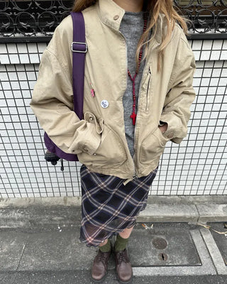 Stand-neck flap double-zip blouson