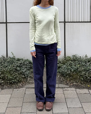 Herringbone wide cotton pants