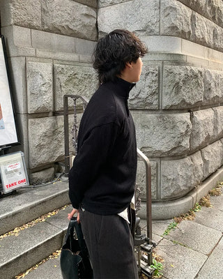 Side Button Point Half Neck Knit