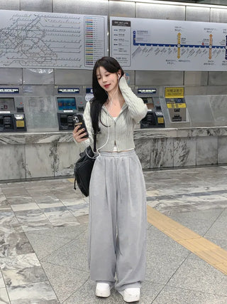 [3 colors] Pleated wide training pants