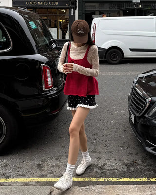 Patterned sheer layered long-sleeved T-shirt